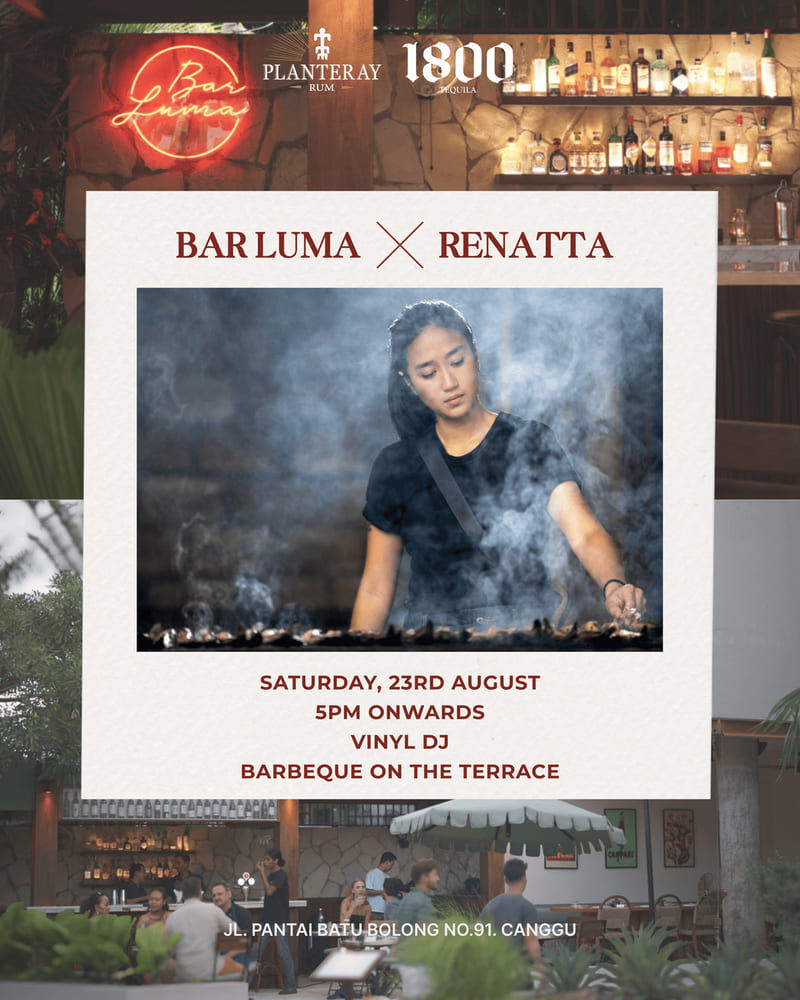Bar Luma × Renatta flyer: a chef portrait shot through drifting smoke